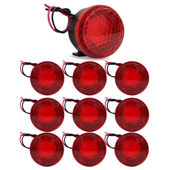 Imagem de 10 Sirenes Piezo 6 Tons Com Led Vermelho 12v Marcha Ré Universal