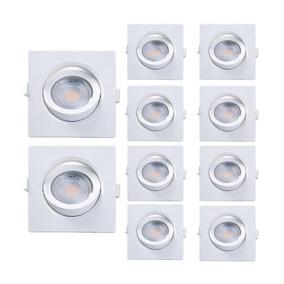 Imagem de 10 Spot De Led Embutir Par20 Quadrado 7W 4000K Taschibra