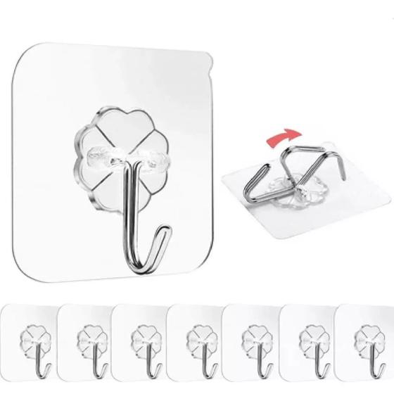 Imagem de 10 Suporte Adesivo Com Gancho Cabide Metal Sem Furar Parede