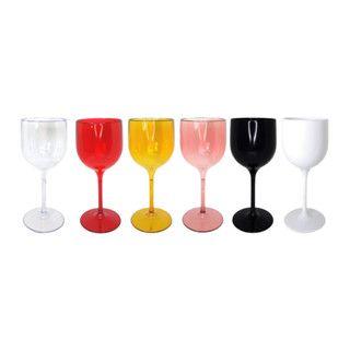 Imagem de 10 Taças De Vinho Acrílico Cristal Colorido 260 Ml