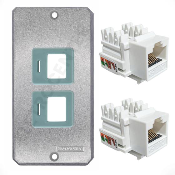10 Tampa para condulete 3/4" para 2 Suportes RJ45 + 20 Keystone Tomada