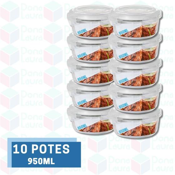 Imagem de 10 Tigela Redonda Bowl Hermética com Tampa 950ML Airfryer