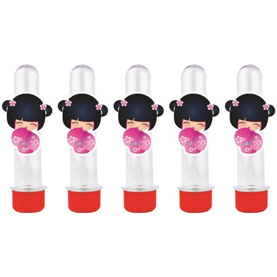 Imagem de 10 Tubetes Boneca Kokeshi vermelha - Envio Imediato