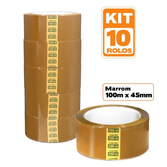 Imagem de 10 und Fita adesiva Marrom 45mm x 100m embalagem caixas