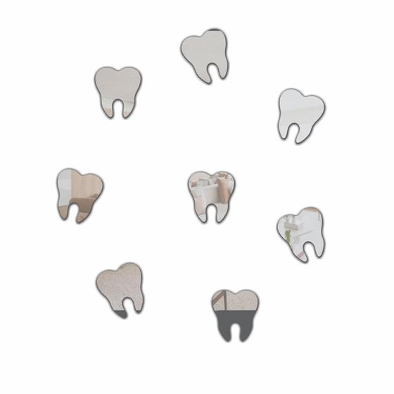 Imagem de 10 Unidades Espelho Decorativo Acrílico Dente Odontologia Dentista Consultório Odontológico Sorriso