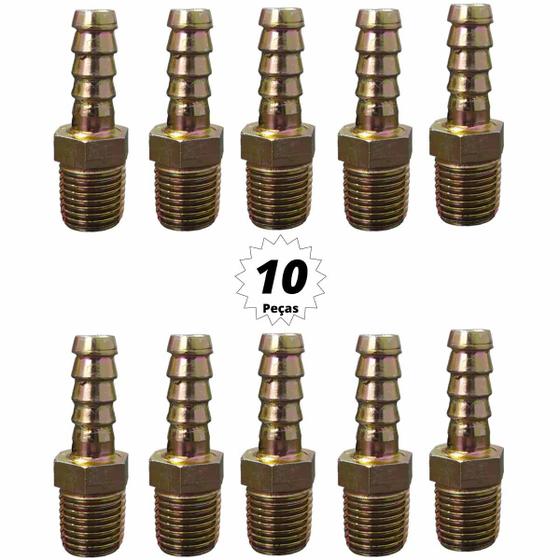 Imagem de 10 Unidades Espigão Adaptador Macho com Rosca 1/4" X 1/4"