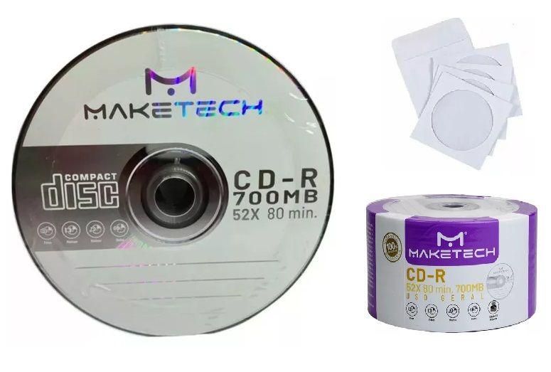 Imagem de 10 Unidades Mídia CD-R Não Imprimível Maketech no Envelope