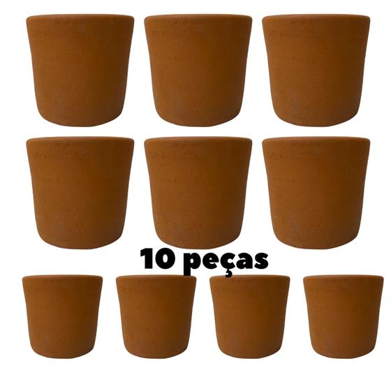 Imagem de 10 Vasos de Barro Ceramica p/ Plantas Jardim Vertical Cactos Suculentas Decoração 8 x 7 Cm