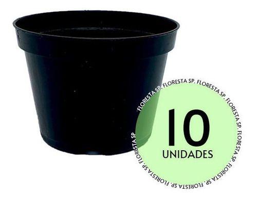 Imagem de 10 Vasos Pote 11 Plástico Rígido Preto p/ Suculentas e Mudas