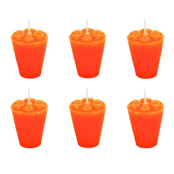 Imagem de 10 Velas Refil Laranja Copinho De Pinga Decoração 12 Horas