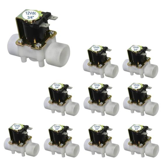 Imagem de 10 x Válvula Solenoide 12V 3/4 Para Agua Irrigação Jardim