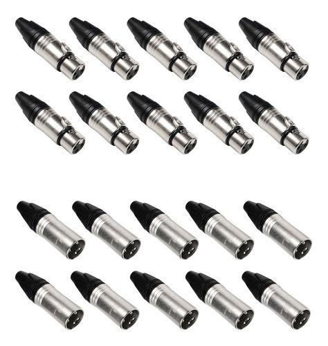 Imagem de 10 Xlr Fêmea Linha + 10 Xlr Macho Linha Profissional Luminos