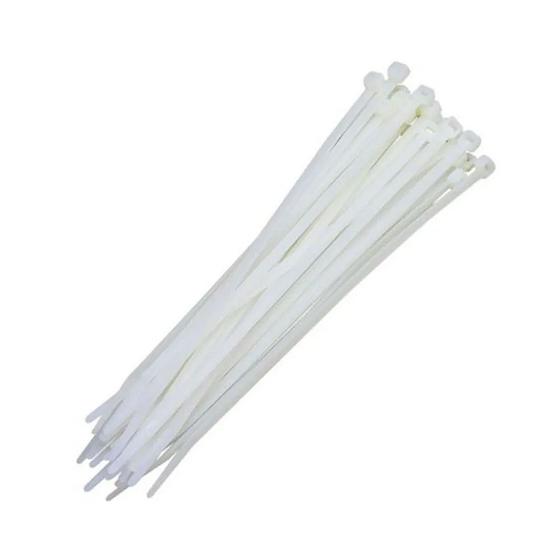 Imagem de 100 Abraçadeira Nylon Branca Fios e Cabos 450x4,8mm