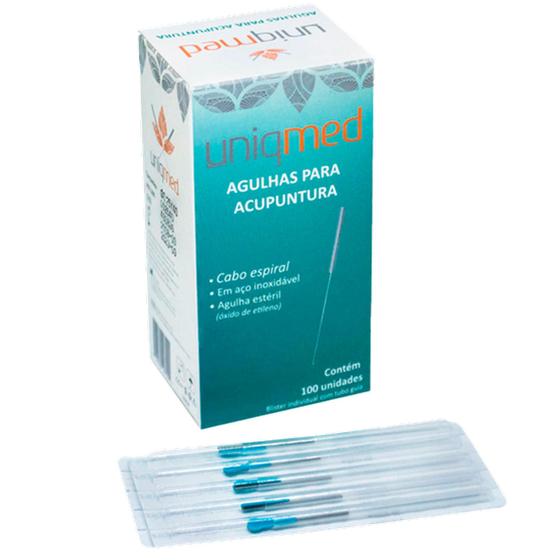 Imagem de 100 Agulhas Acupuntura 25x30mm Uniqmed Registro Anvisa