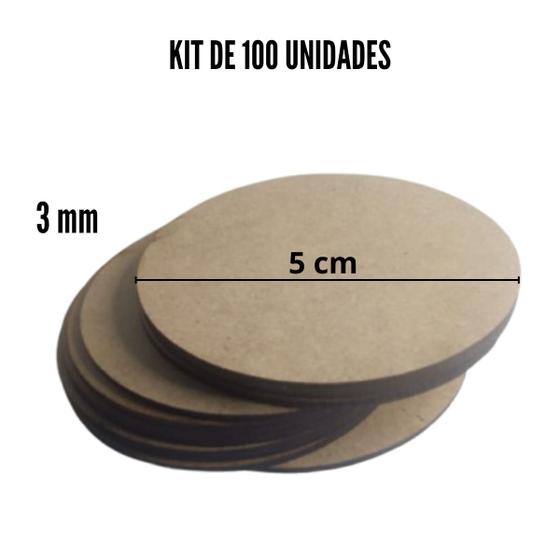 Imagem de 100 Bolacha Circulo MDF5x5 Artesanato 5cm