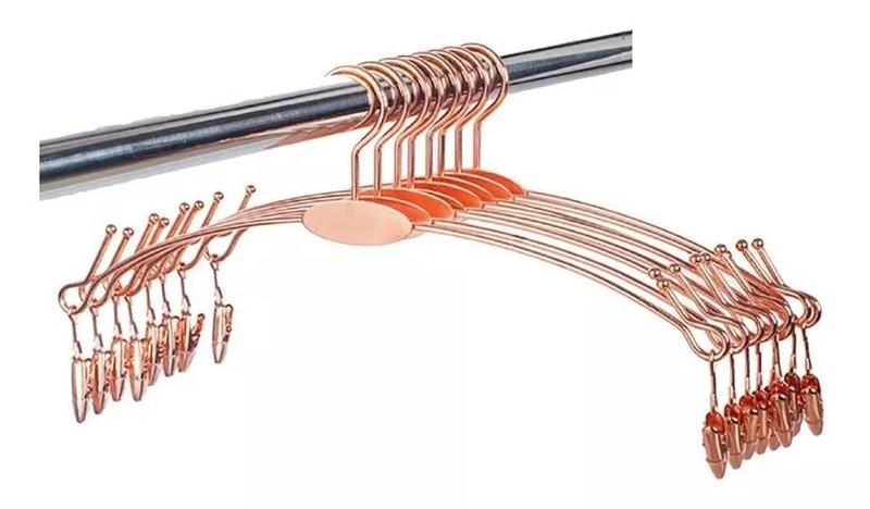 Imagem de 100 Cabides de Metal para Lingerie Rosé Gold com Presilhas