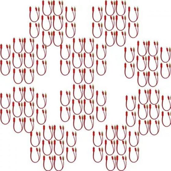 Imagem de 100 Cabos Y Rca 2 Macho 1 Femea Cristal Matte Vermelho