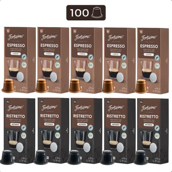 100 Cápsulas de Café para Nespresso Fortissimo Sabores Mistos Menor preço em 100 Cápsulas de Café para Nespresso Fortissimo Sabores Mistos