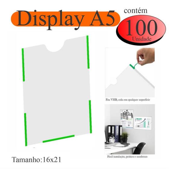 Imagem de 100 Display A5 Expositor Folha Quadro Aviso Parede Pet Verti