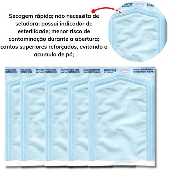 Imagem de 100 Envelopes Auto Selante P/ Esterilização Hospiflex