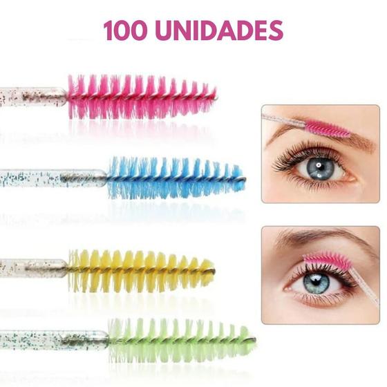 Imagem de 100 escovinha cilios alongamento sobrancelha com nota fiscal