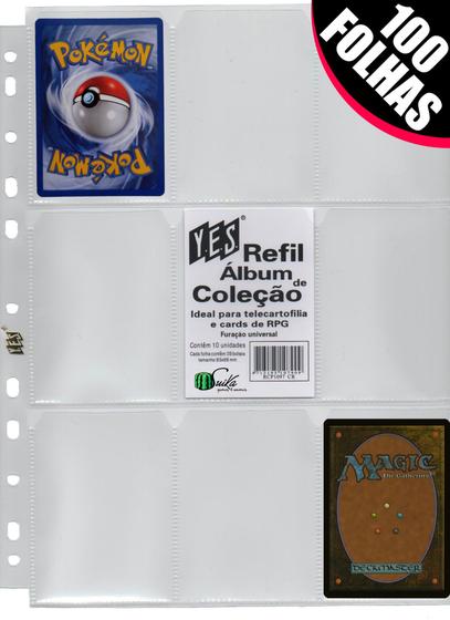 Imagem de 100 Folhas Fichário, álbum e pasta yes 11 furos universal 9 bolsos cards cartas Pokémon magic yugioh