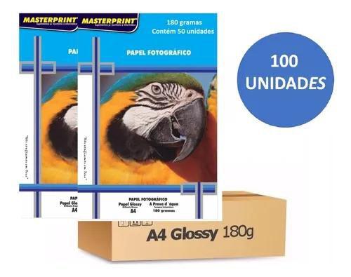 Imagem de 100 Folhas Papel Foto Glossy 180g A4 Brilho Prova D'agua