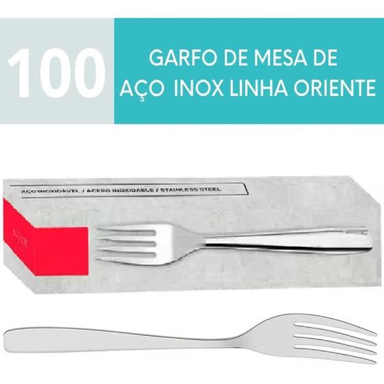 Imagem de 100 Garfos De Mesa Aço Inoxidavel 19,5cm Restaurante Buffet