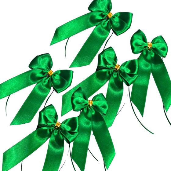 Imagem de  100 Laços Lacinhos P/amarrar Presentes Lembranças Decoração VERDE