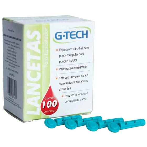 Imagem de 100 Lancetas 28G Universal Para Lancetador G-tech