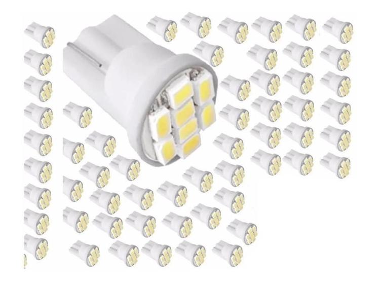 Imagem de 100 Leds Pingao T10 8 Branco Smd Pingo Luz W5W 1026 Automoti