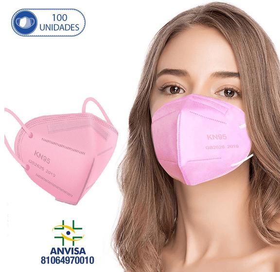 Imagem de 100 Máscaras Descartáveis Rosa KN95 WWDoll 5 Camada Anvisa