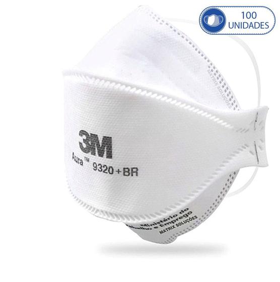 100 Máscaras Proteção Eficaz Aura 9320+BR 3M Sem Válvula - 3M Aura ...