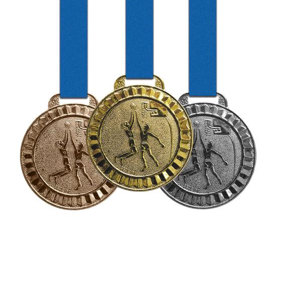 Imagem de 100 Medalhas Basquete Metal 44mm Ouro Prata Bronze