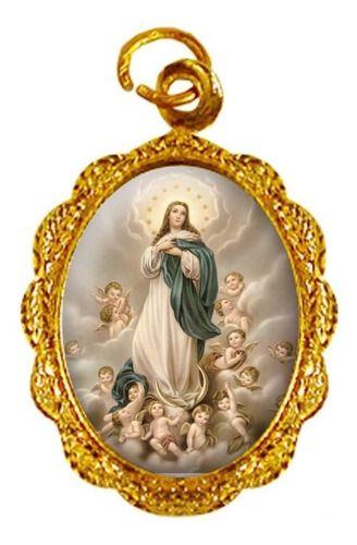 Imagem de 100 Medalhas de Alumínio Imaculada Conceição - Mod 2 Dourada