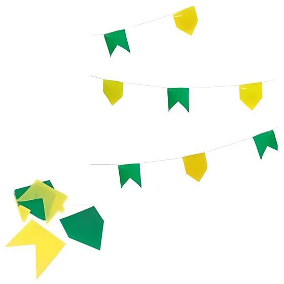 Imagem de 100 Metros Bandeirinha Verde Amarela Plástica Copa do Mundo