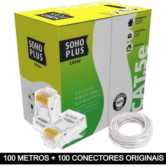 Imagem de 100 Metros de Cabo+100 Conector RJ45 Cat5e Furukawa Sohoplus