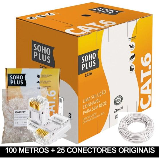 Imagem de 100 Metros de Cabo+25 Conector RJ45 Cat6 Furukawa Sohoplus