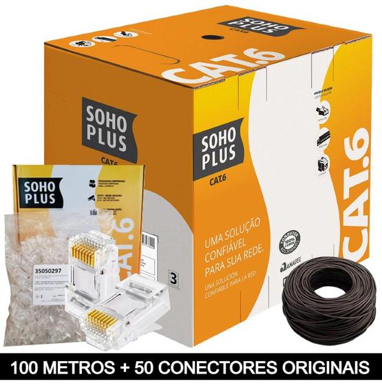 Imagem de 100 Metros de Cabo+25 Conector RJ45 Cat6 Furukawa Sohoplus