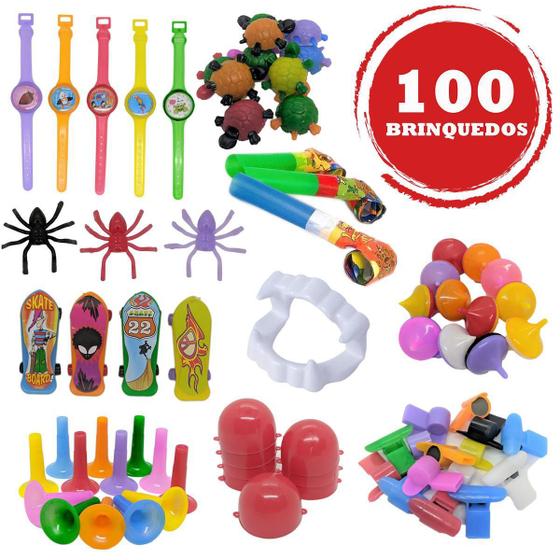 Imagem de 100 Mini Brinquedos Lembrancinha Sacolinha Atacado Infantil