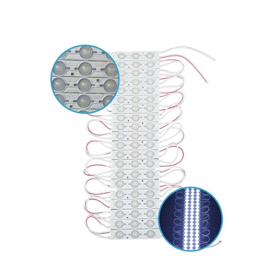 Imagem de 100 Módulos 3 Leds Luminoso 1.5w 12v Ip67 6500k Branco Frio