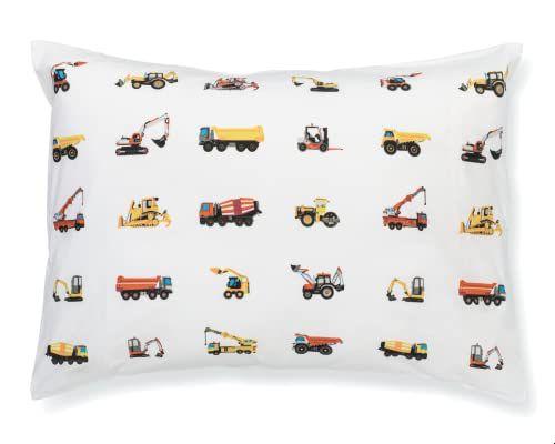 Imagem de 100% Musselina Cotton Toddler Pillowcase por ADDISON BELLE - Encaixa tanto 13"x18" e travesseiros de 14"x19" - Macio, Durável & Respirável (Caminhões de Construção)