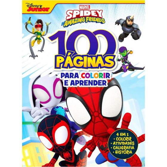 Imagem de 100 páginas para colorir e aprender - homem aranha - RIDEEL - BICHO ESPERTO