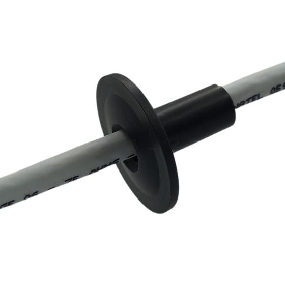 Imagem de 100 Pçs Bucha Passagem Vedação p/ Cabo Coaxial Rede Preta