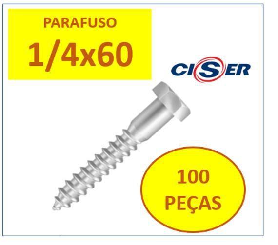 Imagem de 100 Peças Parafuso Sextavado Soberba Ciser 1/4 X 60