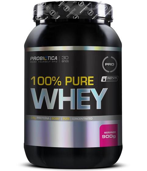 Imagem de 100% pure whey 900g morango probiotica