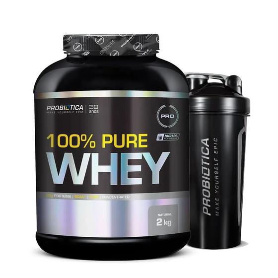 Imagem de 100% Pure Whey Protein 2kg + Shaker - Probiótica
