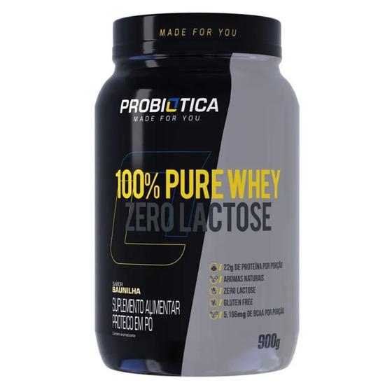 Imagem de 100% Pure Whey Zero Lactose Pote 900g - Probiótica