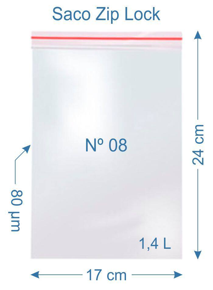 Saco Zip Lock 100 Saco Plástico Zip Lock Nº8 - AAZ - Saco Plástico - Magazine Luiza