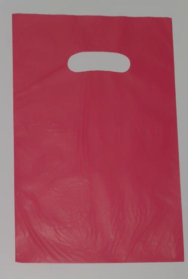 Imagem de 100 sacolas plásticas -alça vazada boca de palhaço- 20x30 - 0,08 micras